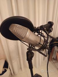 microfono con asta e filtro antipop