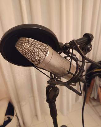 microfono con asta e filtro antipop