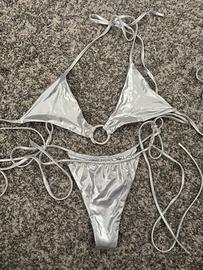 Bikini argento Khassani Swimwear S - nuovo