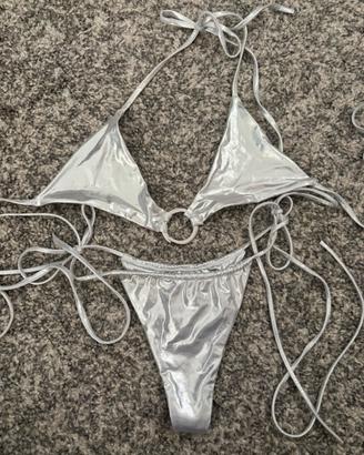 Bikini argento Khassani Swimwear S - nuovo