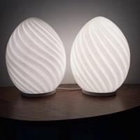 Coppia Lampade UOVO Vetro di Murano a Spirale 1970