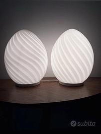 Coppia Lampade UOVO Vetro di Murano a Spirale 1970