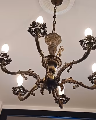 Lampadario vintage 6 luci stile Luigi XV Rococò