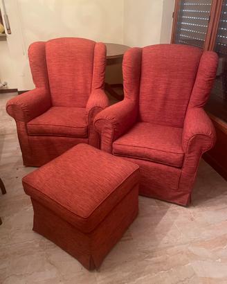 2 poltrone e poggiapiedi