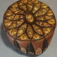 Pouf Egiziano in Pelle Poggiapiedi Vintage '70