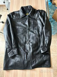 Parka in vera pelle nappa nera da uomo