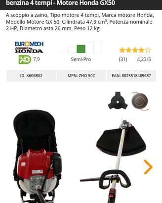 decespugliatore a zaino 4 tempi Honda 