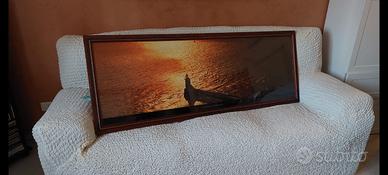 Quadro faro nel mare al tramonto - B. Ancelot