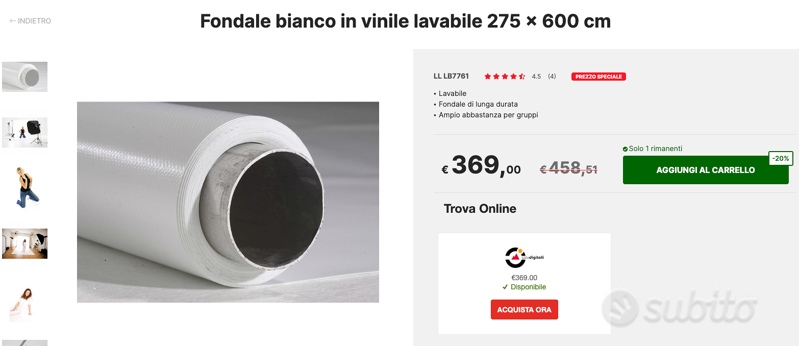 Lastolite Fondale bianco in vinile lavabile 275 x 600 cm