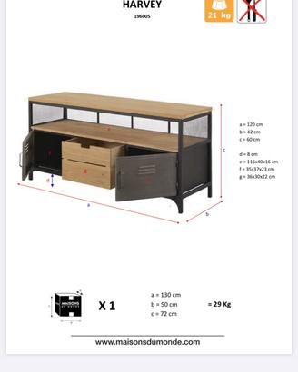 Mobile TV Stile Industriale Metallo e Legno