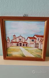 Pregiata ceramica di Faenza 17 x 17 cm con cornice