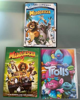 3 DVD Dreams Works Madagascar 1, 2 e Trolls