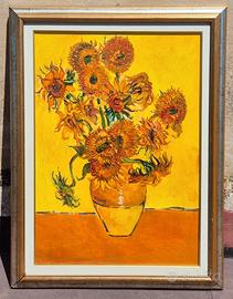 Omaggio a Van Gogh quadro olio su tela Girasoli 