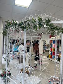 GAZEBO FERRO BATTUTO BIANCO CON SEDIE A PARTE