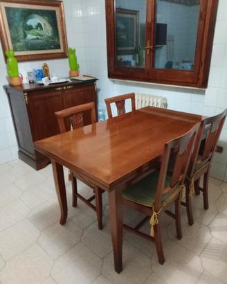 Tavolo allungabile + 4 sedie tutto massello 