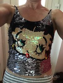 Top Paillettes Betty Boop con licenza originale
