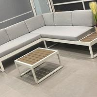 Divano angolare da esterno in alluminio bianco