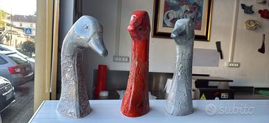 Tris Sculture Oche in Ceramica Artigianale