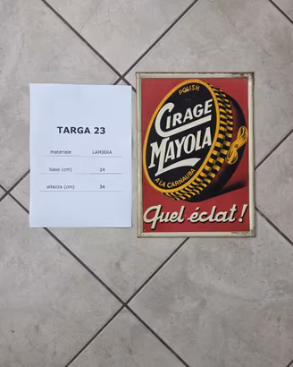 Targa vintage "Cirage Mayola" - Quel Éclat!