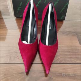 scarpe decollete bordeaux in pelle 