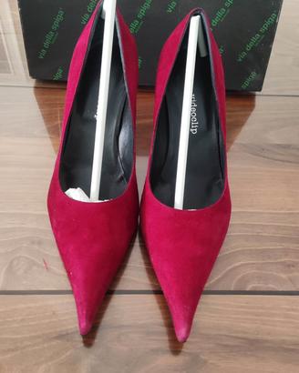 scarpe decollete bordeaux in pelle 
