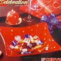 piatto rosso natale capodanno centrotavola vetro
