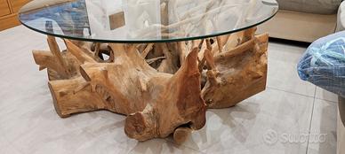 Tavlino da salotto radice in legno di  teak