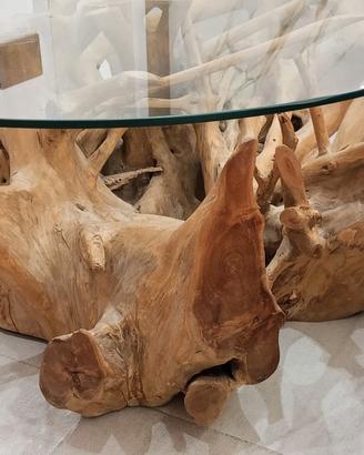 Tavlino da salotto radice in legno di  teak