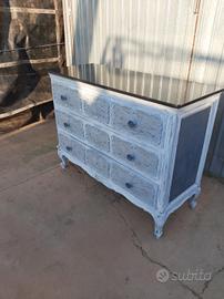 Mobile con marmo nero e tre cassetti