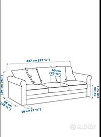 Divano -letto bianco 3 posti Ikea