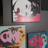 3 quadri legno Marilyn Monroe e Audrey Hepburn