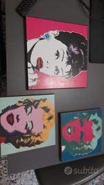 3 quadri legno Marilyn Monroe e Audrey Hepburn