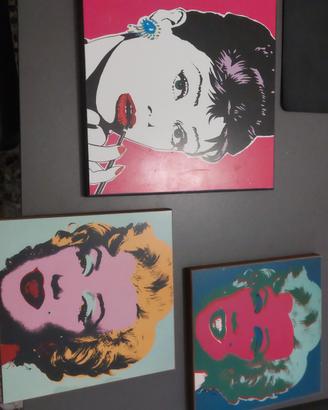 3 quadri legno Marilyn Monroe e Audrey Hepburn