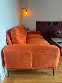 Divano Arancione Velluto 3 Posti