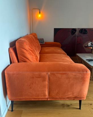 Divano Arancione Velluto 3 Posti