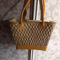 Bijoux terner borsa di paglia con manici in pelle
