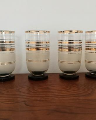 Set 4 bicchieri vintage vetro decorato oro elegant