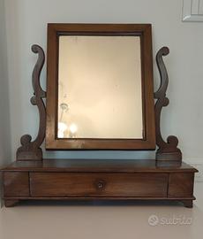 Specchio in legno da comò/credenza con portagioie