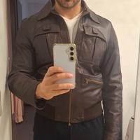 Giacca vera pelle tg. M con collo in pelliccia