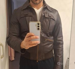 Giacca vera pelle tg. M con collo in pelliccia