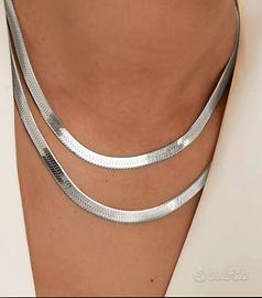 collana girocollo Snake doppio giro argento 