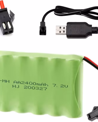 Batteria NiMH 7.2V 2400mAh SM-2P USB per RC Auto