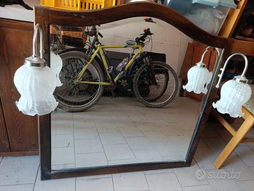 specchio con lampade in vetro artistico 