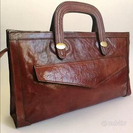 Borsa a mano artigianale cuoio anni '60