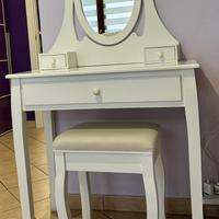 POSTAZIONE MAKE UP BIANCA CON SGABELLO