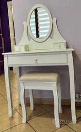 POSTAZIONE MAKE UP BIANCA CON SGABELLO