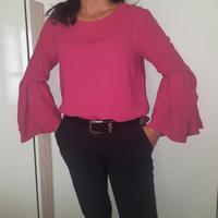 Blusa fucsia a maniche lunghe