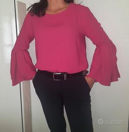 Blusa fucsia a maniche lunghe