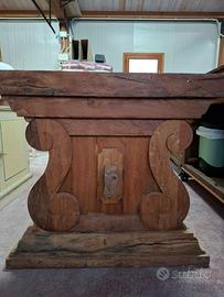 Base grezza per tavolo in quercia massiccia