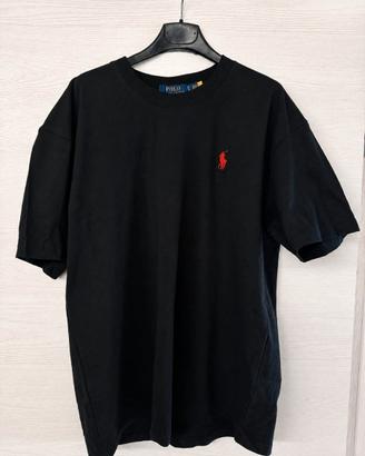 T-shirt Polo Ralph Lauren Nera con Logo Rosso - xl